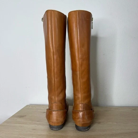 Clarks Charlie Cognac Leather Tall Riding Boots Womens Size 9.5 M Equestrian Zip - Picture 5 of 15